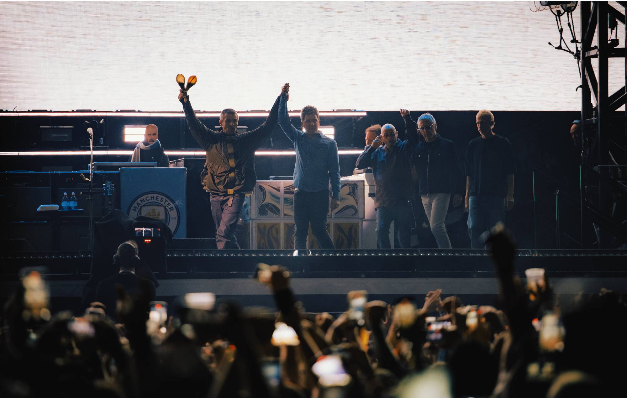 Noel and Liam Gallagher performing with Oasis at Cardiff Principality Stadium on Friday July 4, 2025. Credit: Big Brother Recordings "Oasis press photo"